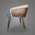 Lake Blue & Off-White Velvet Fabric Single Dining Chair.