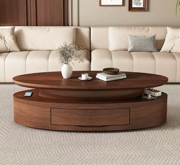 Solid wood Designer oval Modern Coffee Table