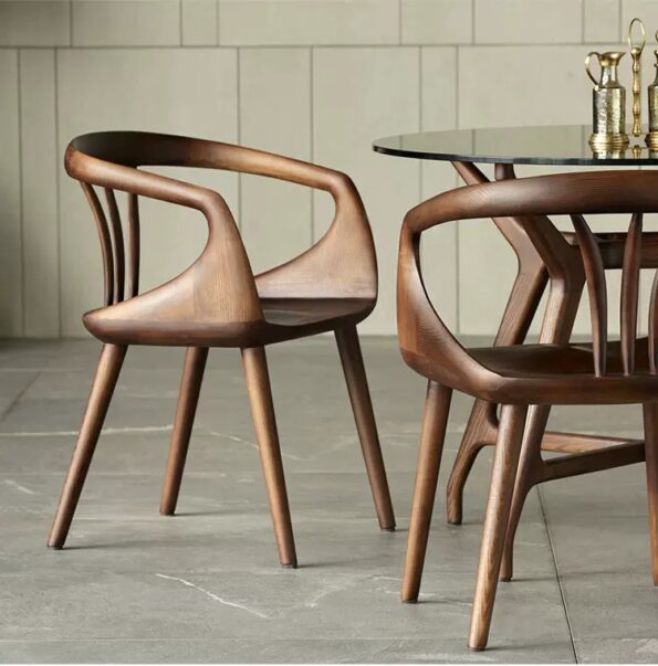 All Solid Wood Designer Dining Chair with Backrest and Armrest.