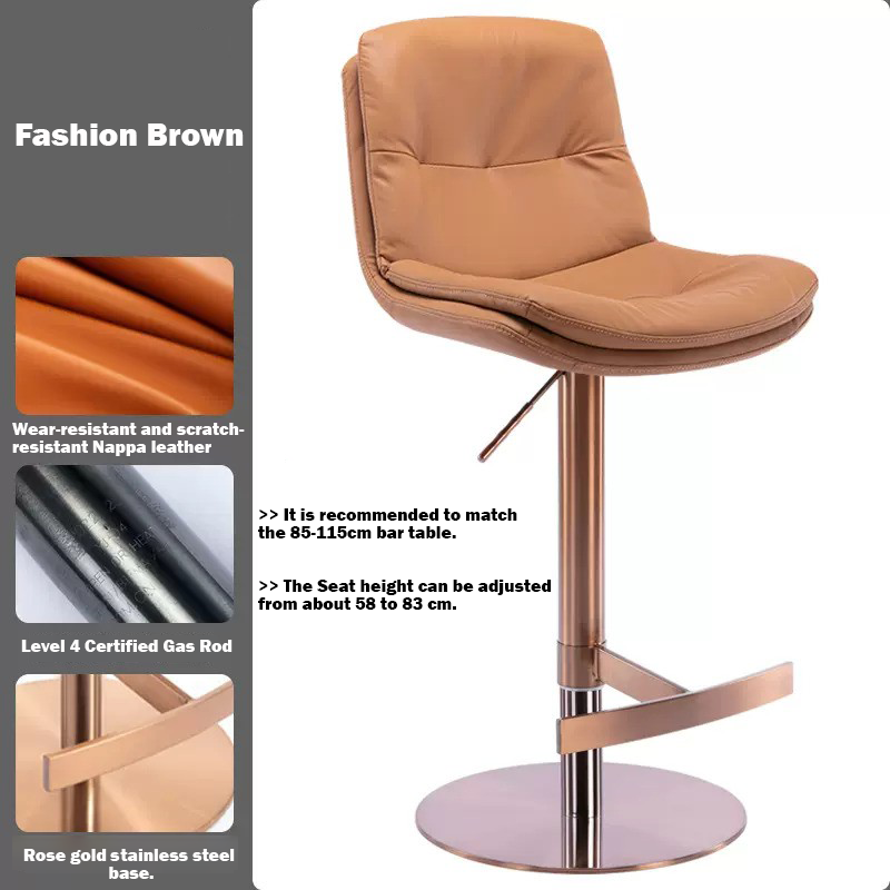 Rose Gold Frame, Brown Bar Chair.