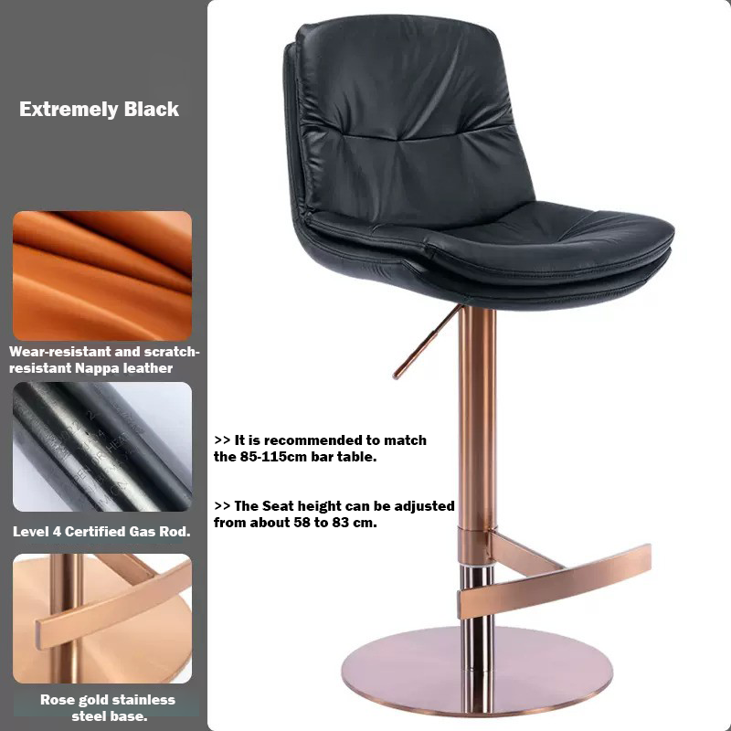 Rose Gold Frame, Extreme Black Bar Chair.