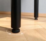 Mid-Century Modern Solid Wood Half Moon Console Table with Drawer – Black