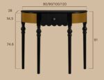 Mid-Century Modern Solid Wood Half Moon Console Table with Drawer – Black