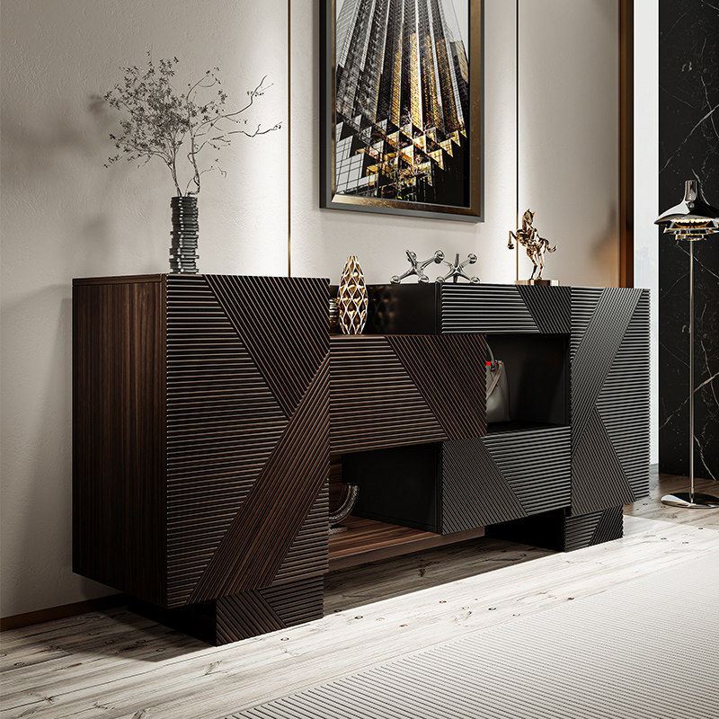 Luxury contemporary solid Black Walnut sideboard by Living Well ZA, showcasing a two-tone natural wood and architectural black finish.