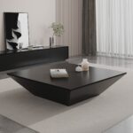 Black Square Coffee Table with Hidden Storage Drawers